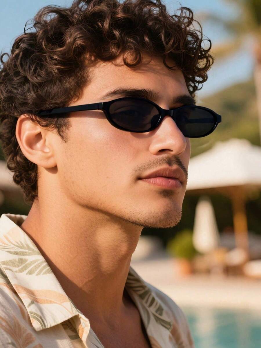 1 Pair Unisex Oval Small Frame Lightweight Minimalist Fashion Glasses, Suitable For Street Style, Travel, Sports, Driving, Festivals, Beach, EDM, Outings, Summer Accessories, Vacation, Family Trips, Elegant Attire, Street Style Accessories, Sports, Parties, Outdoor Activities, Fishing, Holidays, Vacation