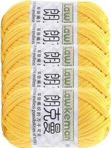 Lawkeman 5 peças/500g Fio de Camiseta - Fio de Poliéster de Alta Qualidade, 30m/peça - Fio de Tecido Macio, Adequado para Crochê, Fio de Tricô Multicolorido - Ideal para Cestas, Bolsas, Mantas, Chapéus, Brinquedos, Lenços DIY - Multicolorido - Visão 24