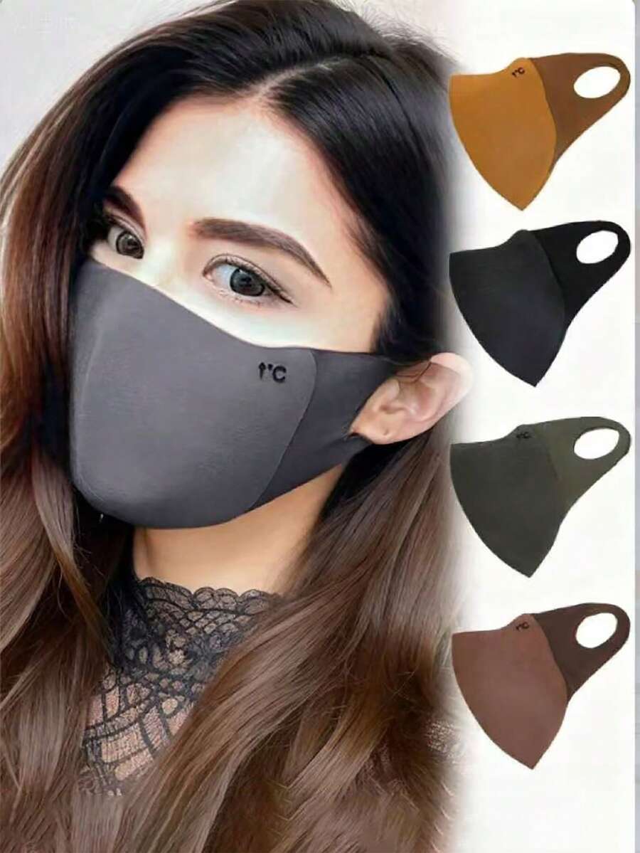 1件/3件装 女士休闲纯色黑色/棕色/深灰色防风保暖加厚柔软防护眼角面罩，适合旅行、户外、骑行、日常搭配 - A - 查看 1