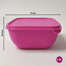 Set Of 12 Square Plastic Containers In Various Colors – Kitchen Organizer With Lids (5*500 Ml, 5*1 L, 2*1.8 L) - Pink - View 5