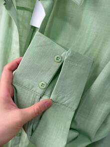 Two-Piece Linen Shirt And Shorts Set, Lined With Elastic. Summer Vacation: Perfect For Celebrating Christmas, New Year's Eve And New Year In Brazil! - 淡綠色 - 查看 3