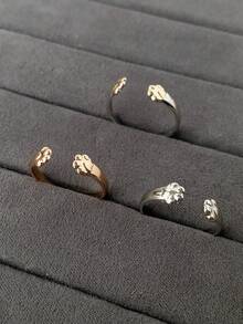 时尚新款可爱猫狗爪开口戒指，简约优雅的设计适合日常、通勤、度假、派对 - 彩色 - 查看 1