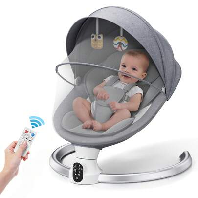 Electric Baby Bouncer Chair With Mobile App Control,Remote Control And IMD Touch Panel,Electric Baby Swing With 5 Swing Amplitudes 3-Stage Timer,Soft Padded Lamb Newborn Bouncer