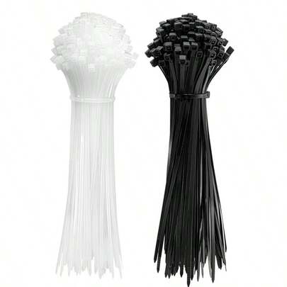 100条自锁式扎带，又称电缆扎带、捆扎带、园艺工具 - 多种尺寸：300/250/200/150/100毫米 - 适用于家庭、办公室、花园和车间电缆管理，室内外均可使用，自锁式尼龙扎带，也适用于圣诞节、情人节、返校季、装饰配件等场合。