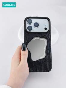 Koolife 3D Rock Texture TPU Phone Case, Single Pack, Includes Asymmetrical Mirror Surface, Skin-Friendly Matte Anti-Shock Protective Case, Raised Lens Protection, Fashionable Unique Design, Compatible With IPhone 17/17 Pro/17 Pro Max - Black - View 2