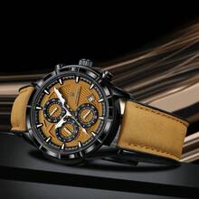 POEDAGAR New Sports And Leisure Three Eye Six Needle PU Leather Strap Quartz Watch - Grey - View 11