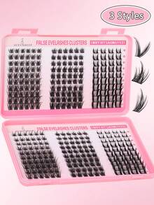 320pcs Mixed Natural Style Eyelash Clusters DIY Eyelash Extension Kit, Includes Glue And Tweezers, Suitable For Beginners For Home Or Outdoor Daily Life, Parties, Music Festivals, Long-Lasting Natural Voluminous Effect - Black - View 10