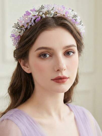 1件装奢华水晶发箍，优雅3D头饰，适合婚礼、派对、摄影、嘉年华、节日、聚会等场合。