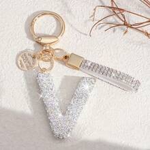 Móc khóa chữ cái đầu tiên dành cho nữ và bé gái, móc khóa lấp lánh dễ thương dùng cho chìa khóa xe hơi, dây đeo và túi xách, món quà hoàn hảo cho mẹ, bố, lễ tốt nghiệp và giáo viên. - Bạc - Xem 12