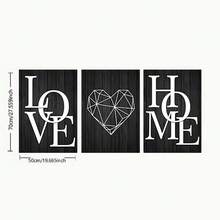 三联黑色木纹爱情海报及印刷品，高品质帆布印刷，黑白帆布艺术画，北欧风格家居装饰，适用于客厅、卧室墙面装饰，可选无框/有框。