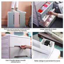 1个现代多功能塑料储物柜，长方形，白色 - 非常适合存放玩具、衣物和家居用品，玩具收纳|时尚储物柜|塑料材质，玩具收纳整理架，床底收纳 - 彩色 - 查看 11