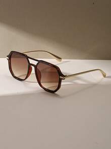 Kacamata Aviator Motif Leopard, Kacamata Fashion Bingkai Logam Besar Retro untuk Wajah Lebar, Cocok untuk Pantai, Perjalanan, dan Mengemudi Sehari-hari - MultiWarna - View 2