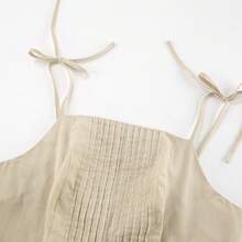 New Spring/Summer Resort Style Cotton Linen Camisole Dress For Women, Girlish Fit, Double Layer Khaki A-Line Skirt - Màu Khaki - Xem 5