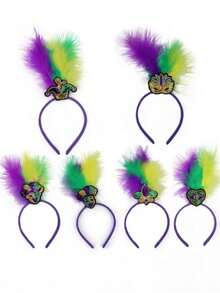 1 pieza Diadema con brillo y plumas, tocado, adecuado para la fiesta del Día de San Patricio, celebración de festivales - Multicolor - Ver 5