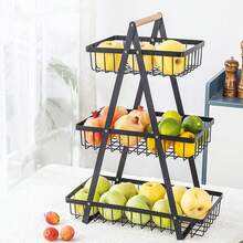 3-Tier Multifunctional Fruit Basket: Countertop Organizer For Kitchen Produce - Black - View 10