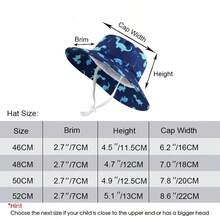 婴儿遮阳帽，可爱宽檐夏季渔夫帽，男女宝宝均适用 - 男童印花大沿盆帽 - 查看 3