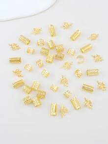 40个极简几何图案发圈，适合女性日常、派对、假日、休闲佩戴，简约时尚 - 金色 - 查看 5