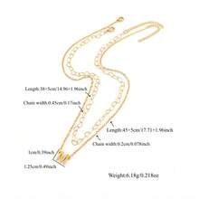 Set de 2 collares con colgante de letra y corazón de acero inoxidable para mujeres - Amarillo Oro - Ver 2