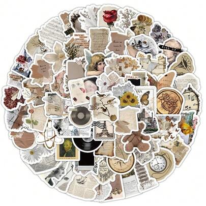 100PCS Vintage Artistic Retro Art Graffiti Stickers For Helmet Bicycle Hand Account Pencil Case Decals