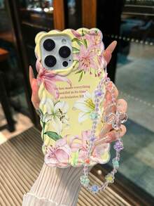 Flower Lily Floral Printed Braided Wave Edge Detachable Bracelet Shockproof Thick Phone Protective Case Compatible With IPhone 17/17 Pro/17 Pro Max, 16 XR/7/8, 15 Pro Max, 12 Pro Max, 13 Pro Max, 14 Pro Max, 13, 14, 11, 12, P11, P12, XS, XR, 7/8, P, 7G ES2 Phone Cases - Multicolor - View 7