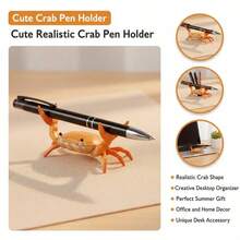 1pcs Cute Weightlifting Crab Pen Holder Funny Desk Organizer & Creative Office Decor Gift In Red Styles - 彩色 - 查看 4