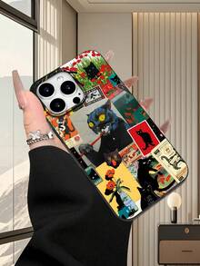 Saudi Arabian Local Culture Collage Retro Printed 2D Pattern Phone Case, Classic & Middle Eastern Gentleman Tie Style, Suitable As Birthday/Holiday Gift For Friends, Family, Couples, Yourself. Black Matte Soft Shell, Dust-Proof & Waterproof, Compatible With IPhone 17/16/15/14/13/12/11/Pro/ProMax/X/XR/XS/XSMAX/7/8/PLUS/Air/Se2/3 - Black - View 3