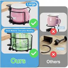 Hayder - Soporte grande para tazas de computadora soporte de mesa de metal antiderrames accesorios de computadora para juegos de oficina y PC compatible con taza universal - negro - Ver 5