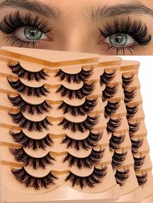 Asiteo 21 Pairs Fox Eye False Eyelashes, Cat Eye Lashes, Flirty Winged Tip, Lengthening & Volumizing, Soft & Natural Looking Faux Mink Lashes - 眼尾拉長款 - 查看 5