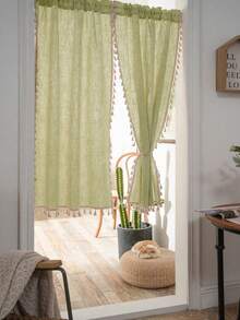 1pc Bohemian Style Double Layer Lace Sheer Curtain, Rod Pocket Design For Easy Hanging, Soft Polyester Fabric, Multiple Sizes Available To Suit Different Scenarios, Suitable For Bedroom, Living Room, Room Decor - Multicolor - View 10