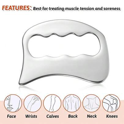 不锈钢刮痧按摩工具 - 肌肉刮痧刀 - 软组织松解，大号刮痧按摩器，适用于背部、腿部、手臂