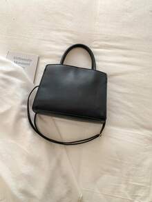 女士奢华品牌软皮手提包，设计师款托特单肩斜挎包，大容量购物信使包，商务休闲女士钱包，办公室、商务和工作场合的理想之选，优雅女士包 - 黑色 - 查看 10