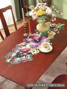 1 pièce Chemin de table en polyester, impression numérique 2D délicate avec motif lavande et papillon, ambiance fraîche de printemps/été, convient pour toutes les saisons, peut être utilisé comme décoration de table de cuisine/salle à manger, décoration de chambre, nappe rose, bureau, table basse, coiffeuse, set de table, tapis de pique-nique pour salon, chambre, jardin, intérieur/extérieur, mobilier d'extérieur, camping, villa, fête de famille, fête, décoration de mariage, disponible en plusieurs tailles - Multicolore - Voir 12