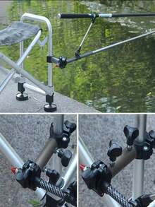 Black - Multi Functional Camping Chair With Umbrella Frame And Fishing Rod Clamp - Multicolor - View 5