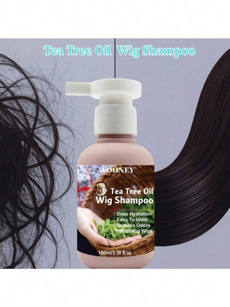 茶树油假发洗发水，深层滋润，易于解开，去除异味，保护假发，强效清洁，去除残留物，消除异味，令发丝清新轻盈。适用于所有假发质地。