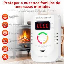 4 en 1 Alarma de Detector de Monoxido de Carbono y Detector de Fugas de Gas para Casa con Pantalla LEDLP propano y Gas Natural Alarma Luminosa y Sonora Simultaneas para Cocina Hogar Caravana RV - Blanco - Ver 2