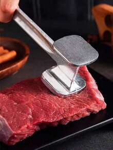 1pc Double-Sided Meat Grinder, Small & Large Solid Meat Tenderizer, Kitchen Meat Hammer, Aluminum Alloy Steak Mallet - Multicolor - View 1