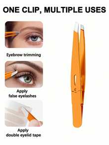 1支高精度眉镊，脱毛钳，斜口眉夹，用于拔除毛发，面部脱毛夹，化妆美容工具，眉镊面部脱毛器，适用于眉毛、细小毛发、胡须，家用、沙龙和美容院均可使用 - 彩色 - 查看 3