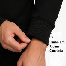 Kit Of 2 Men's Plain Crew Neck Sweatshirts, Unisex Cotton - 黑色/灰色 - 查看 4