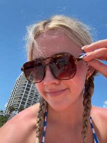 1pc Tortoise Shell Color Square Frame Double Bridge Pilot Style Fashion Glasses For Vacation Boho Shades Beach Accessories Beach Accessories For Women Glasses Shades Basics Fall Winter Women Outfits Clothes Business Casual Gifts Leopard For Summer Beach Vacation,Outdoor,Travel CK2835 - 010 - 查看 2