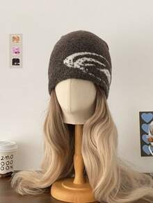 1pc Jacquard Knit Knitted Blend Warm Ear Protection Beanie Hat, Unisex Retro Streetwear Winter Ski Cap - Jacquard Rendering - View 19