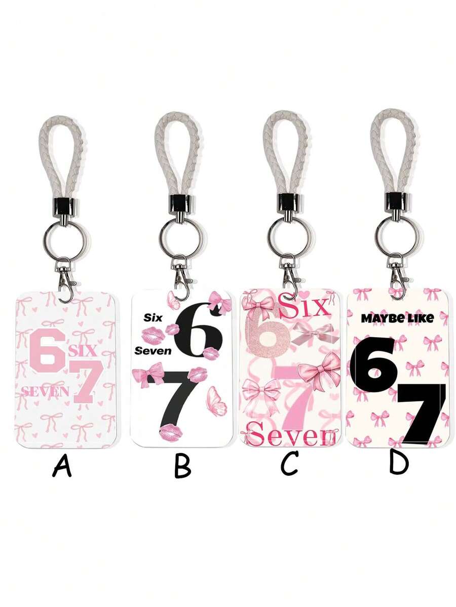 1pc ABS Casual Style Numeric 67 Pattern Fashion Keychain Pendant, Bag Charm, Student Bus Protector - Multicolor - View 1