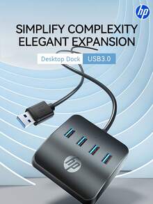 HP USB 集线器带 Type-C 充电适配器 3.0 分线器，兼容苹果笔记本电脑转换器，支持 4K 投影 PD 充电，四合一扩展集线器，黑色 - 一拖四拓展塢 - 查看 11