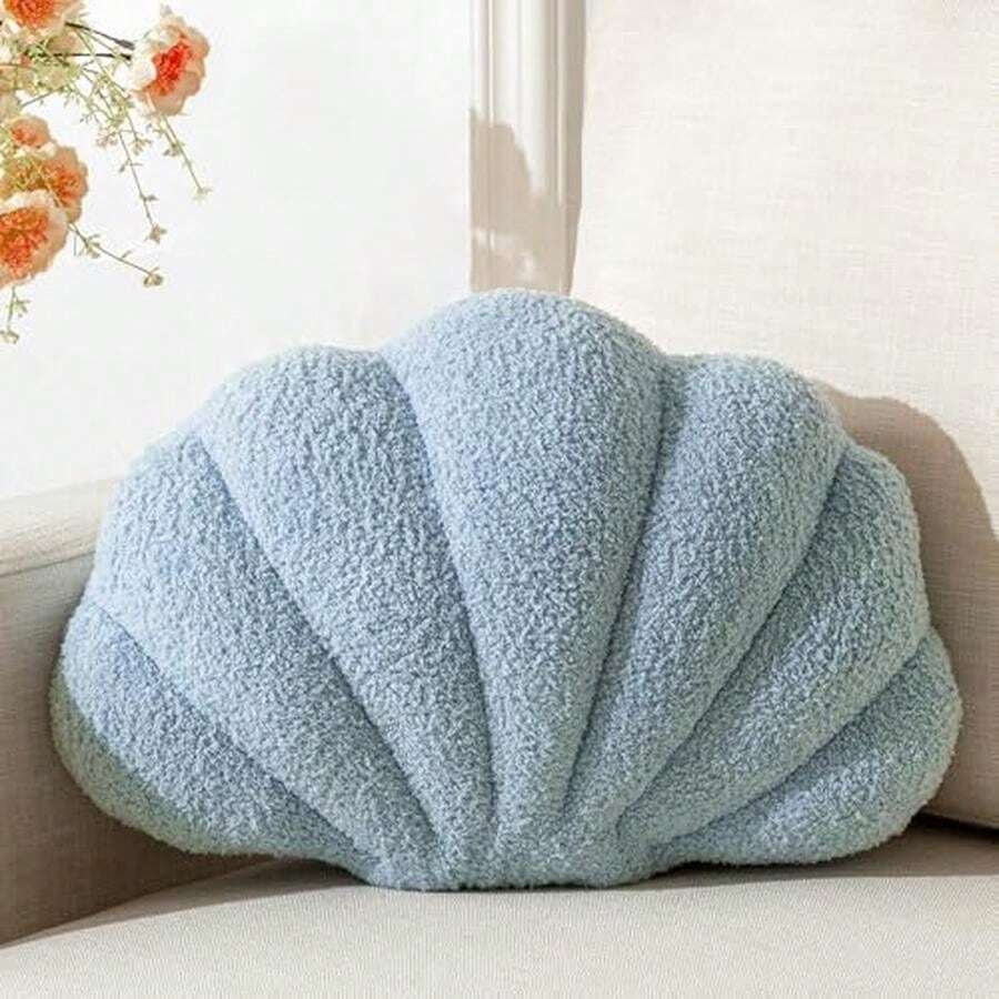 XIAIJIA Seashell Throw Pillows Shell Shaped Pillow Blue Sea Shell Pillows For Bed Seashell Decorative Pillow Soft Plush Pillow Sea Couch Decoration(13 X 10 Inch) - Màu xanh dương - 13 x 10 inch - Xem 1