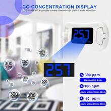 Sylzy - Detector de monoxido de carbono detector de alarma con bateria y monitor de Co detector con pantalla digital LCD y advertencia de sonido para el hogar la oficina la escuela el sotano - como en la foto - Ver 2