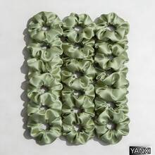12/24pcs Sage Green Satin Scrunchies, 10cm/6.5cm - Sage Green - View 3