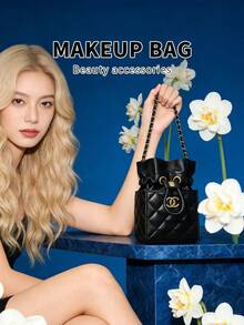 CHANEL 女士经典黑金绗缝抽绳水桶包，复古金链单肩斜挎包，适合日常通勤和送礼 - 黑金色 - 查看 5