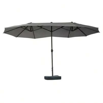 Double Parasol With Base, Crank, Dark Grey, Oval, 460 X 270 X 240 Cm
