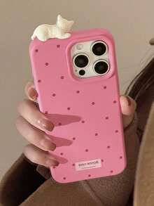 JS3O GUCADI 1pc Mocha Brown White Label Wave 3D Cute Cat Soft Phone Case For IPhone 16 15 14 13 12 Series Premium Texture Anti Drop Waterproof Shockproof Scratch Resistant - Nhiều màu - Xem 2
