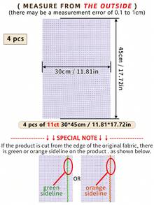 1 Or 4pcs White Handmade DIY Cross Stitch Embroidery Cloth, Thick Fabric With Even Stitches For Smooth Finish, 6 Cutting Sizes Available, 11CT And 14CT Specifications - White - View 15