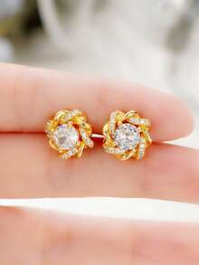 1 Đôi bông tai đính đá Cubic Zirconia cao cấp dành cho thiếu nữ, thích hợp để trang trí hàng ngày, dự tiệc hoặc làm quà tặng sinh nhật. - 1 # - Xem 4